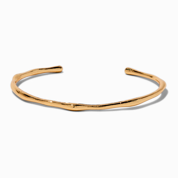 Gold-tone Simple Textured Cuff Bracelet,