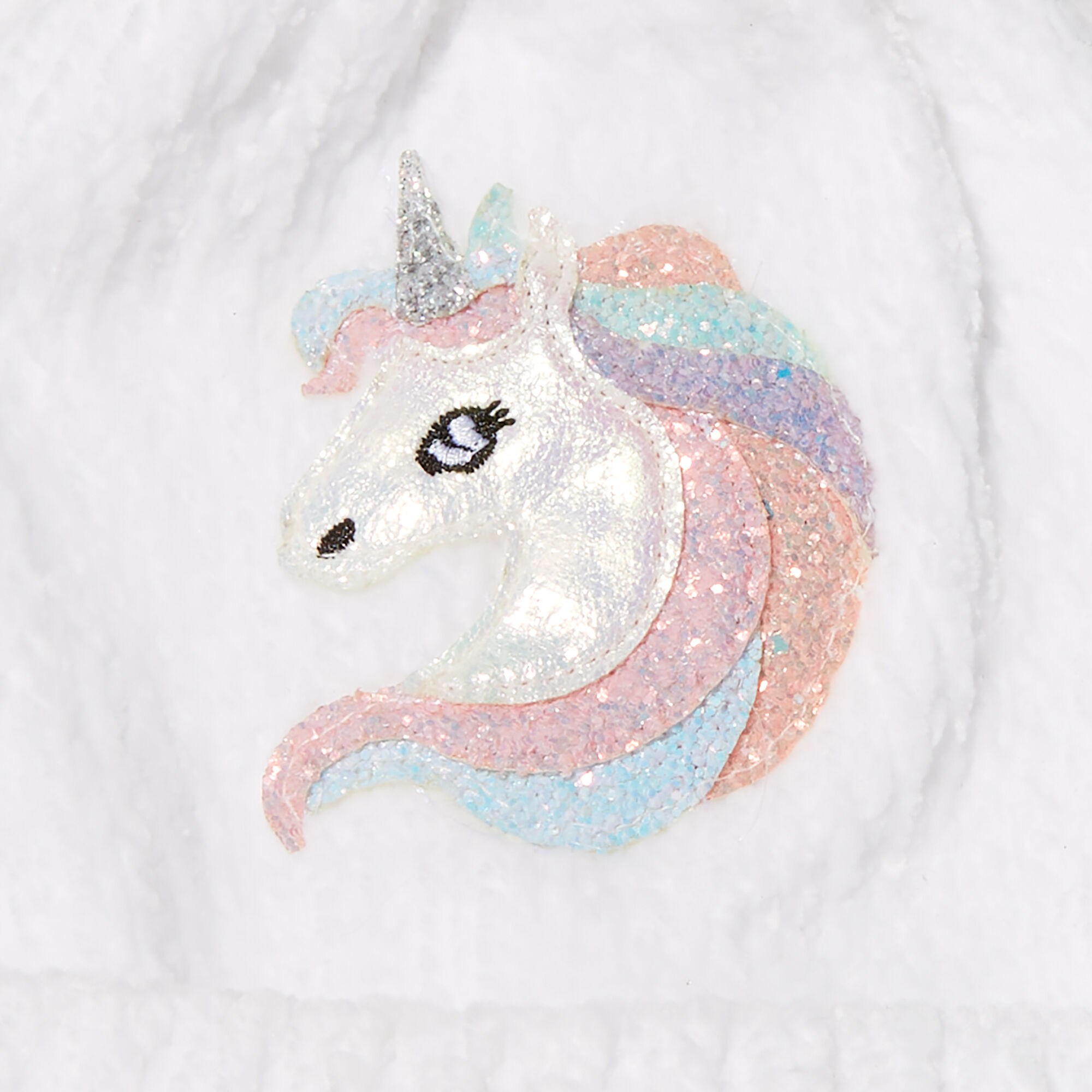 Claire's Club Unicorn White Ribbed Beanie Hat,