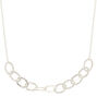 Silver Hammered Circle Chain Statement Necklace,