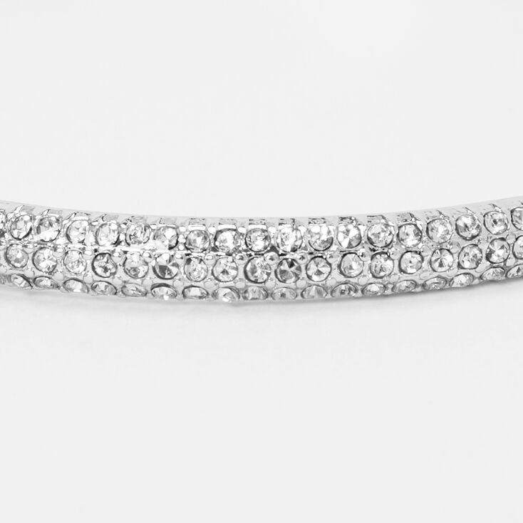 Silver Pave Rhinestone Bangle Bracelet,