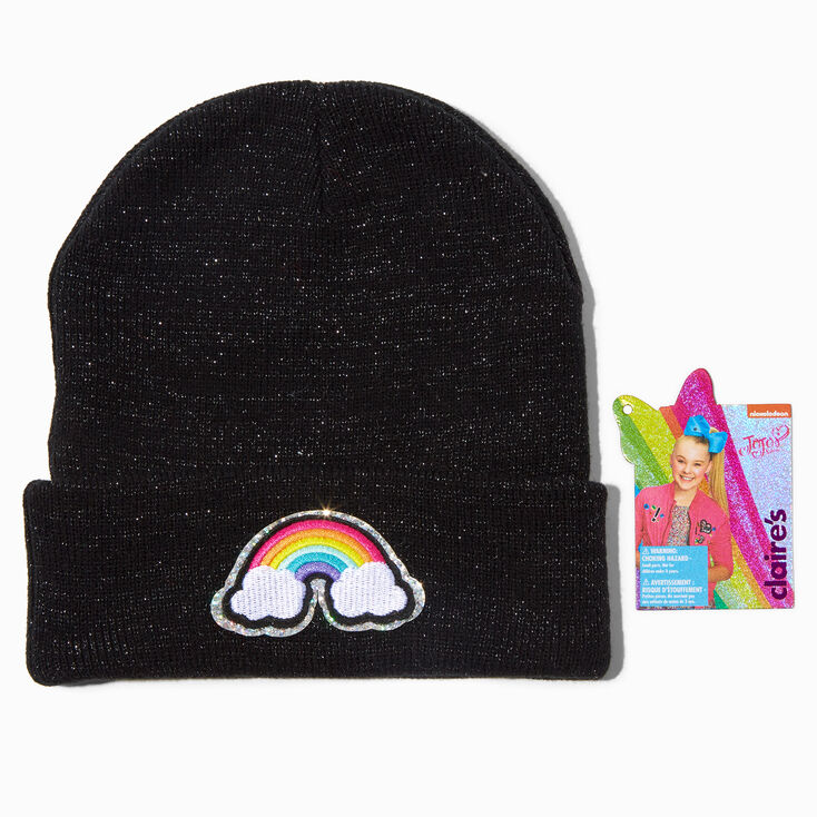 JoJo Siwa&trade; Claire&#39;s Exclusive Rainbow Black Beanie,