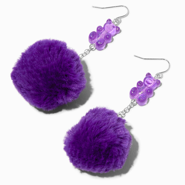 Purple Gummy Bears&reg; Pom Pom 3&#39;&#39; Drop Earrings,