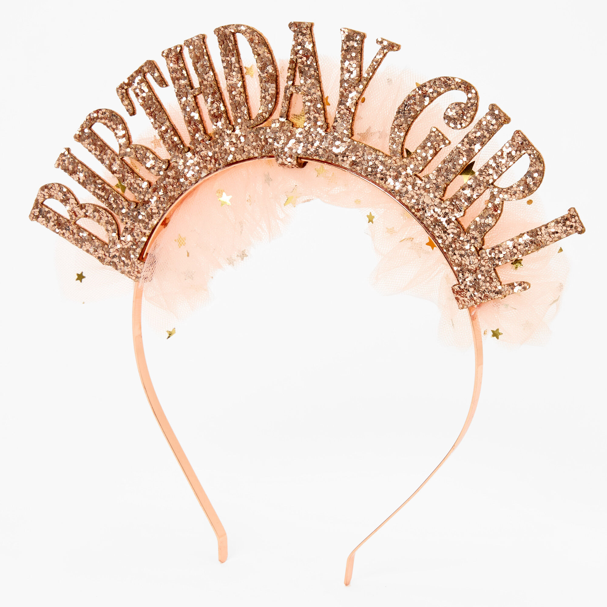 Rose Gold Birthday Girl Glitter Tulle Headband Claire s US