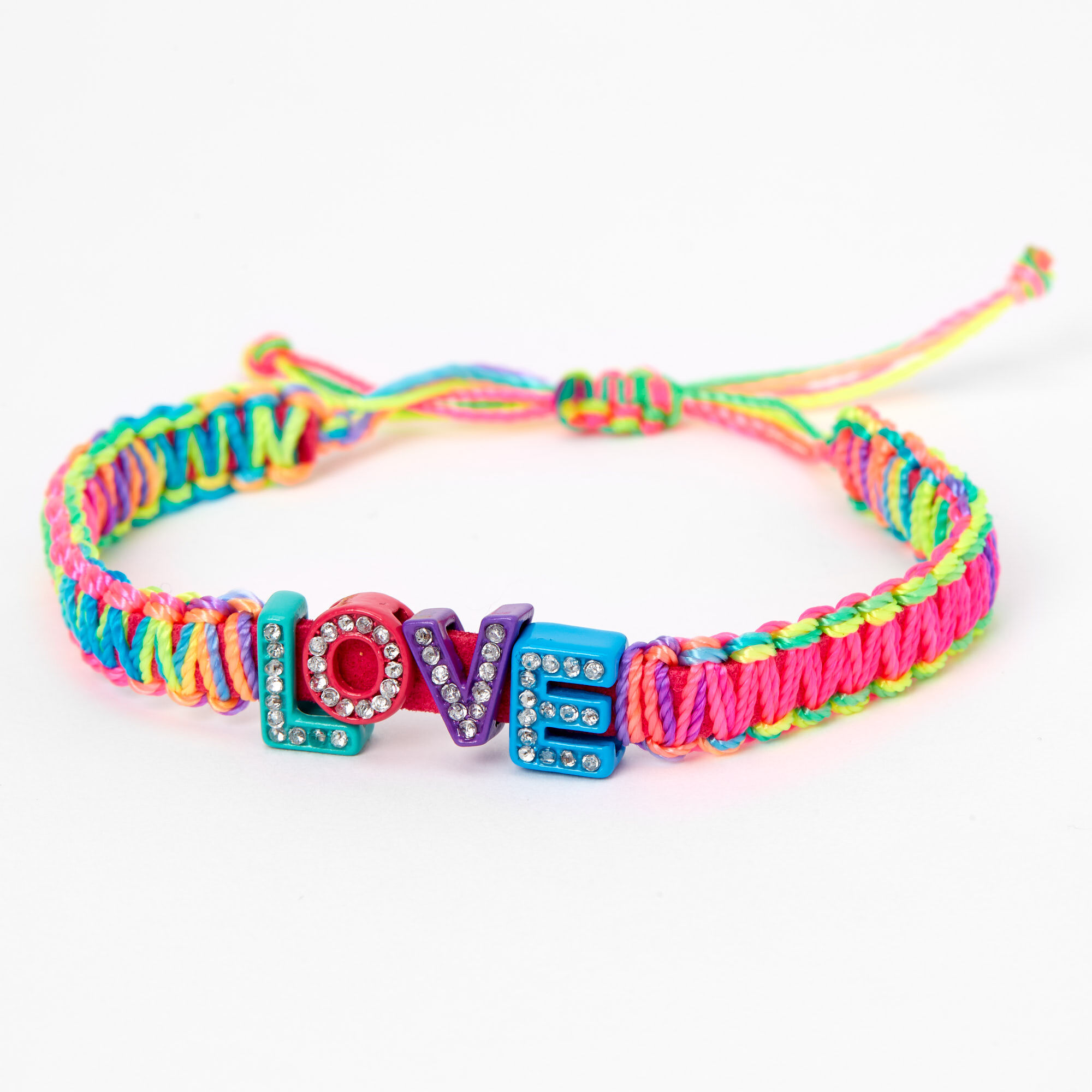 Love Rainbow Adjustable Slider Braided Bracelet,