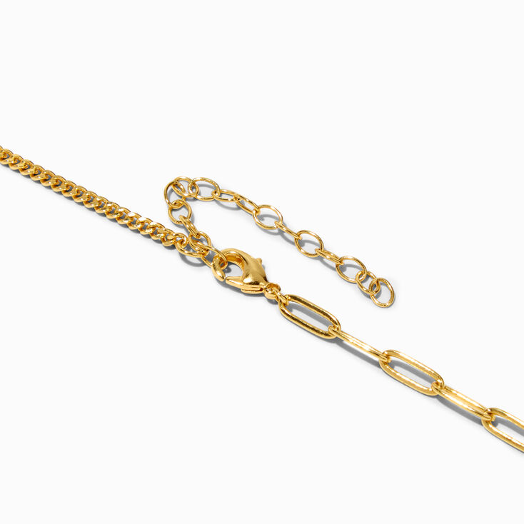 C LUXE by Claire&#39;s 18k Yellow Gold Plated Pav&eacute; Cubic Zirconia Paperclip &amp; Curb Chain Necklace,