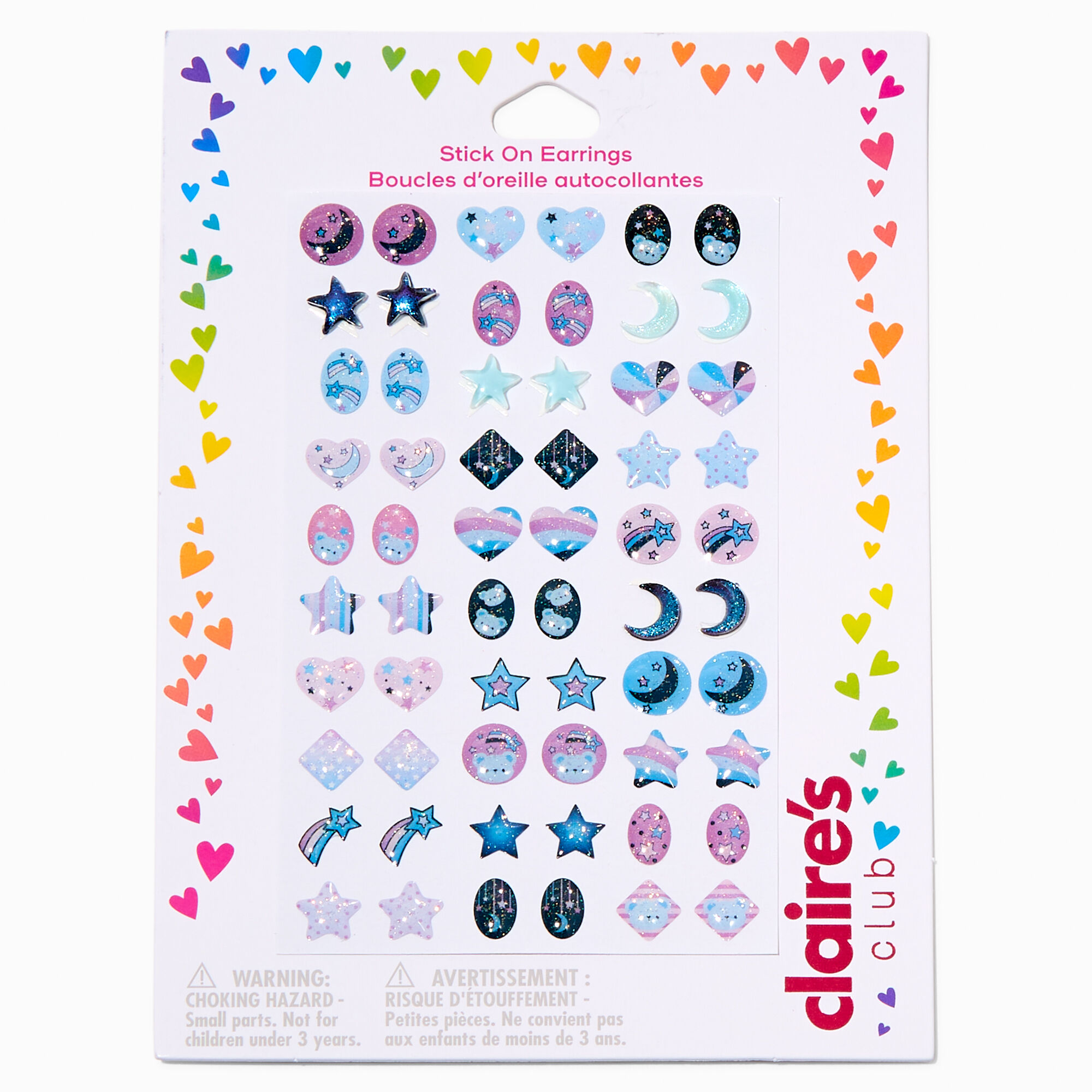 Claire's Club Starry Gems Stick On Earrings - 30 Pack,
