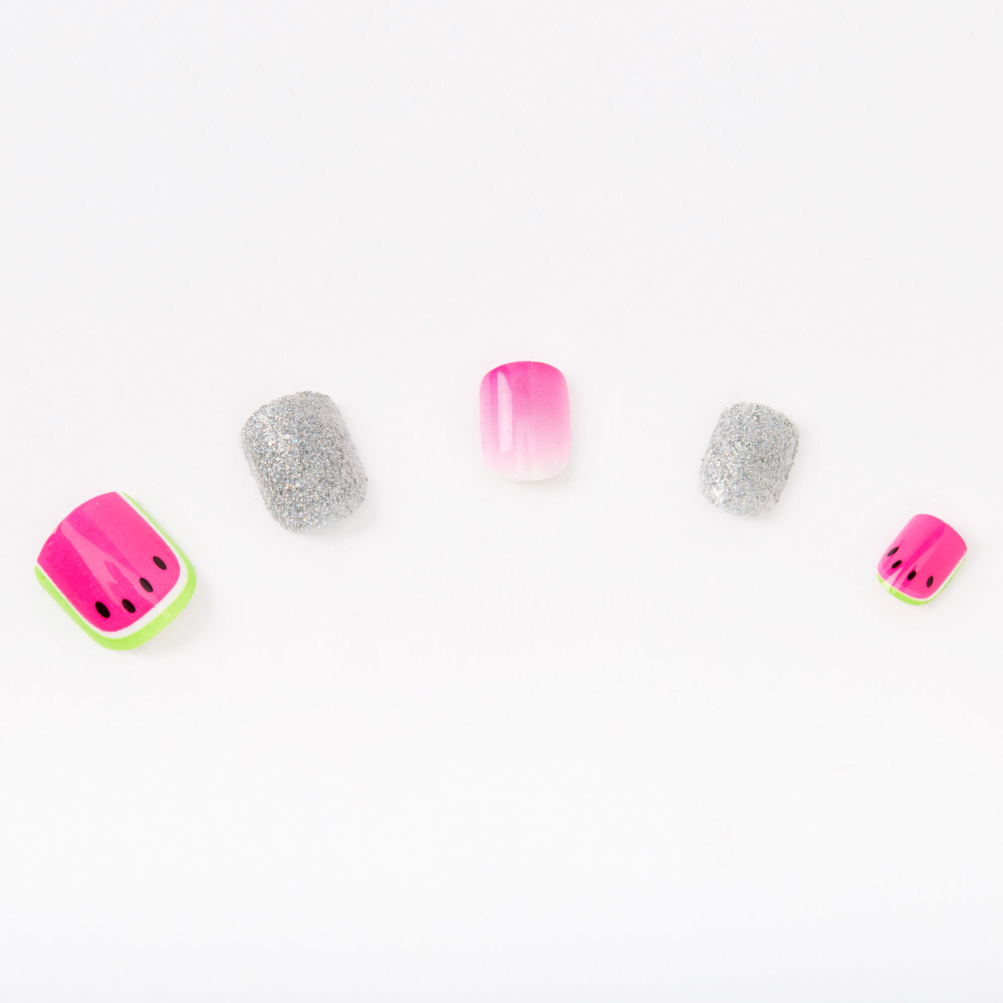 Watermelon Square Press On Faux Nail Set - Pink, 24 Pack,