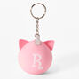 Porte-cl&eacute;s balle anti-stress licorne &agrave; initiale - Rose, R,