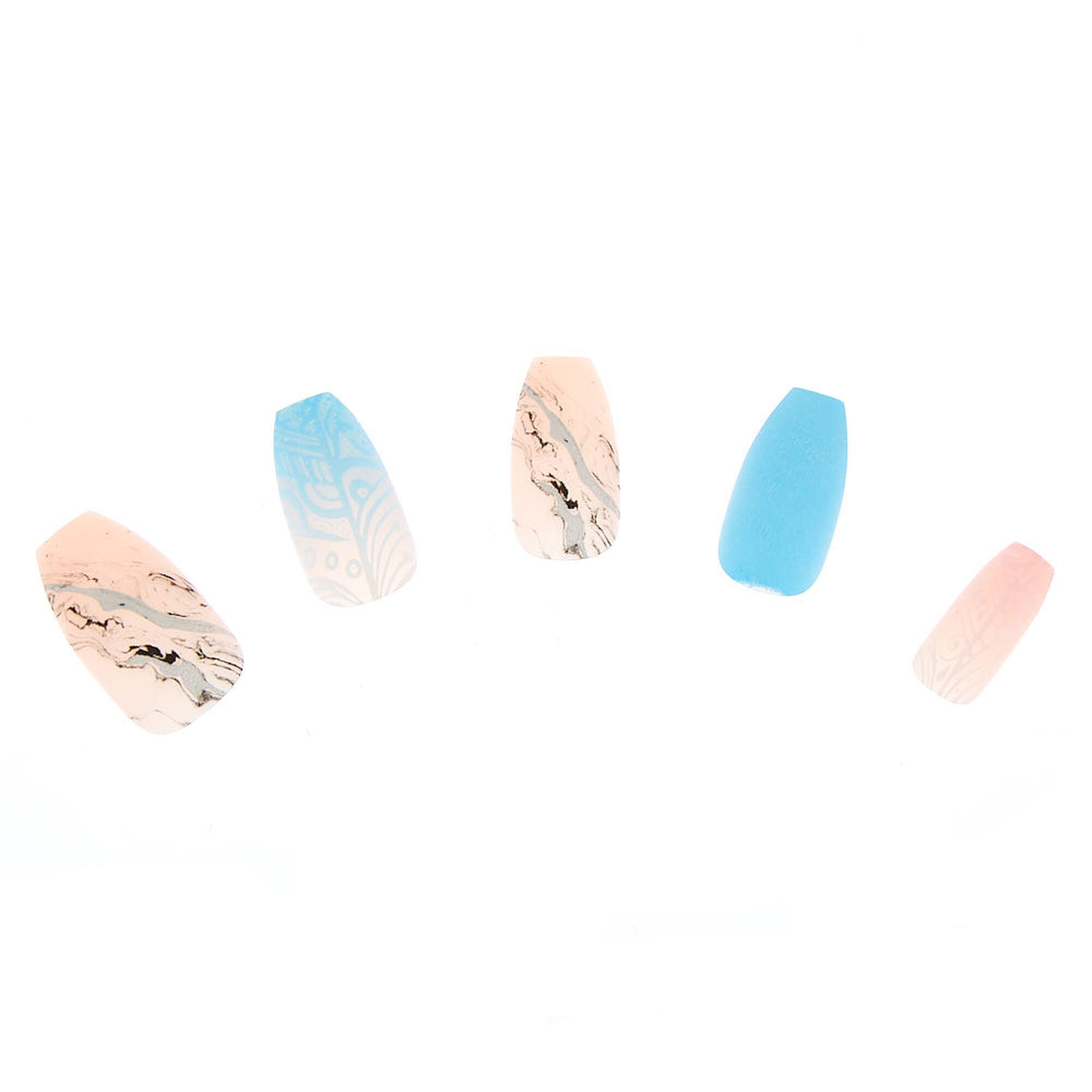 Lot de 24 faux ongles bohèmes variés,