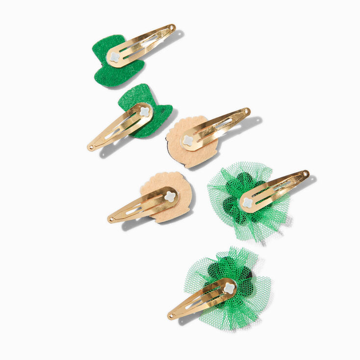 St. Patrick&#39;s Day Motifs Glitter Snap Hair Clips - 6 Pack,
