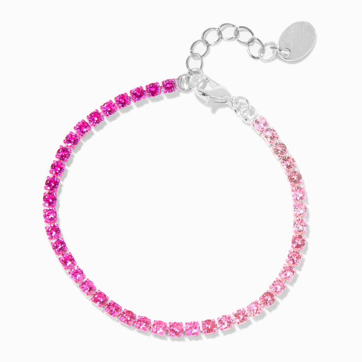 Pink Ombre Crystal Silver Bracelet,