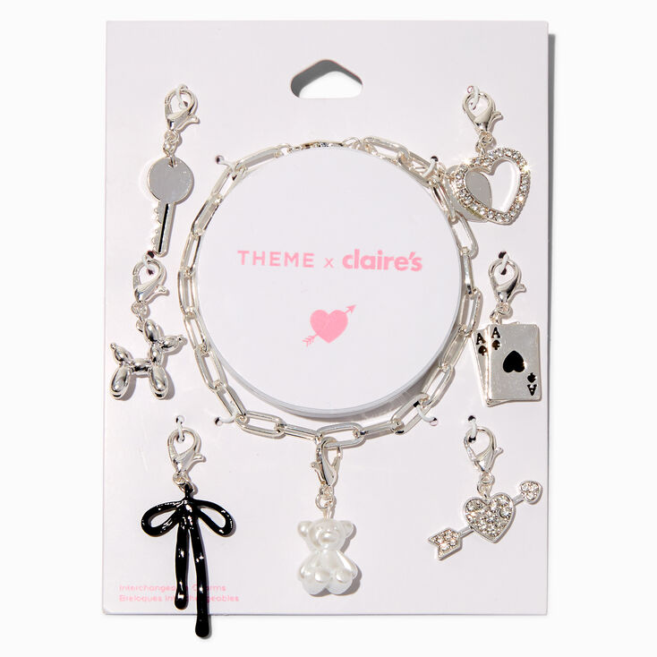 T H E M E x Claire&#39;s Silver-tone Bold Charm Bracelet,
