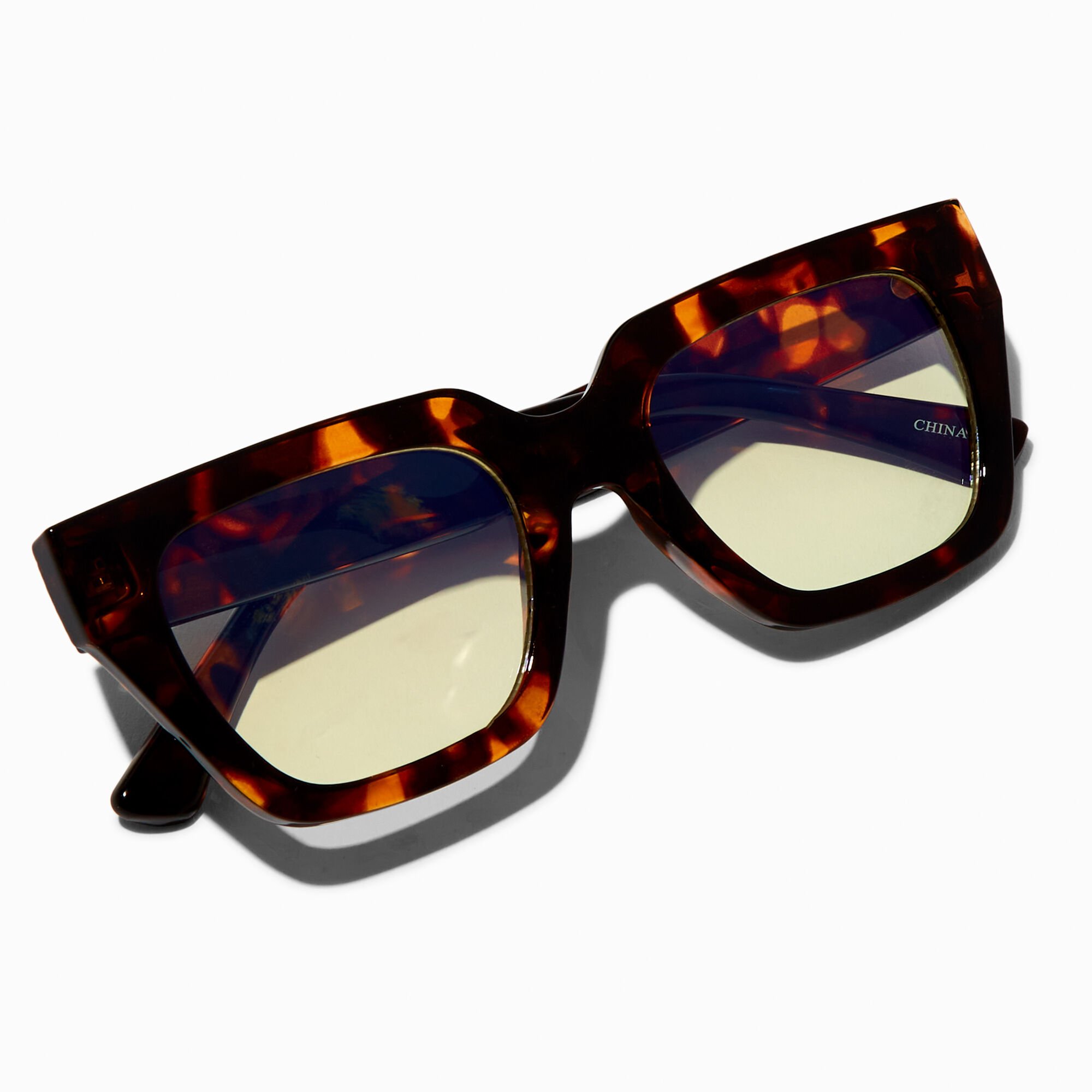 Solar Blue Light Reducing Oversized Tortoiseshell Rectangular Clear Lens Frames,