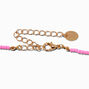 Pink &amp; Green Flower Seed Bead Choker Necklace ,