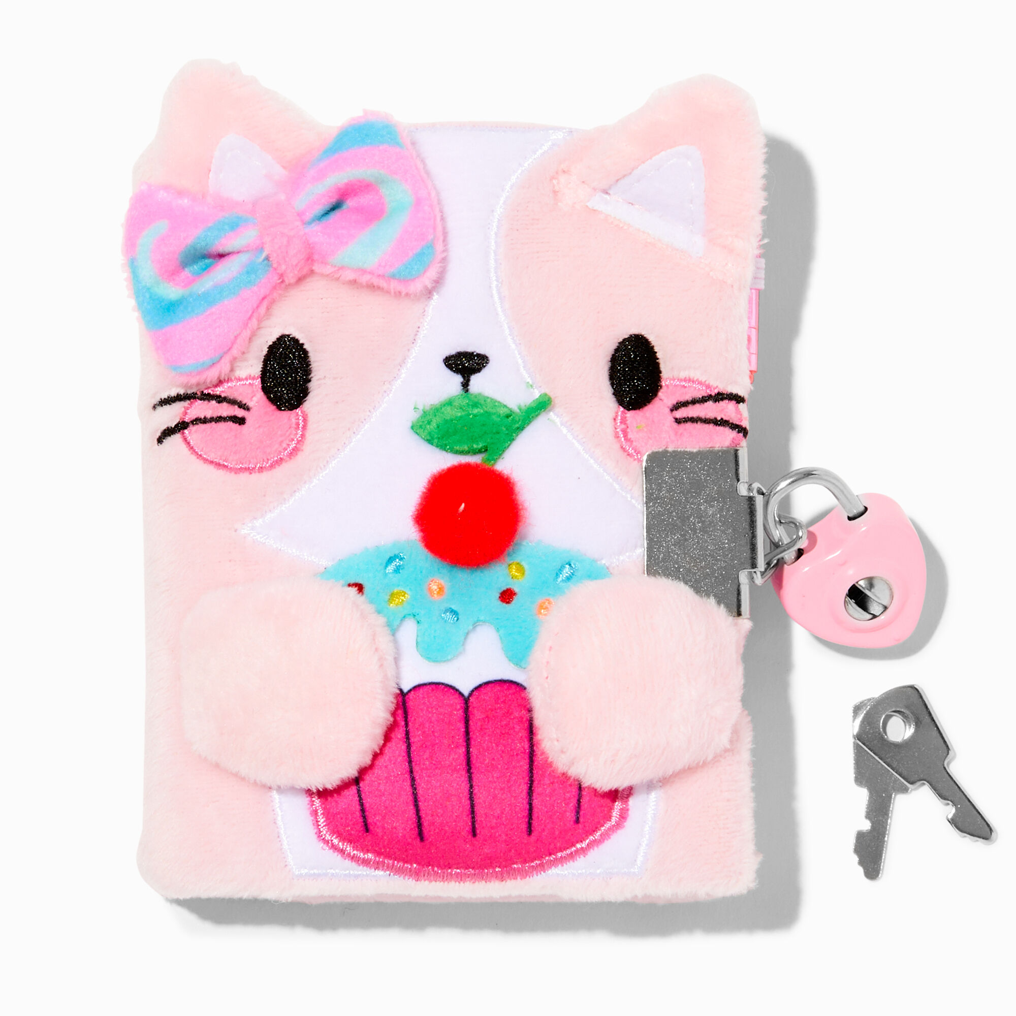 View Claires Club Cupcake Cat Mini Plush Lock Diary information