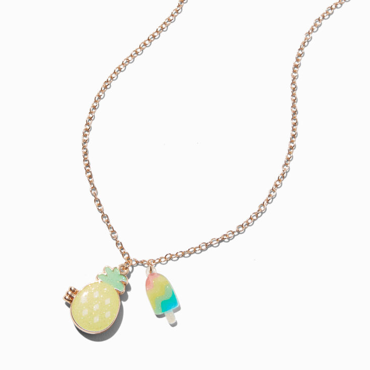 Claire&#39;s Club Pineapple Locket Pendant Necklace,