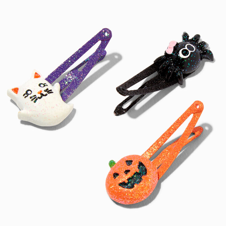 Barrettes clic clac &agrave; paillettes petits animaux d&rsquo;Halloween - Lot de 6,