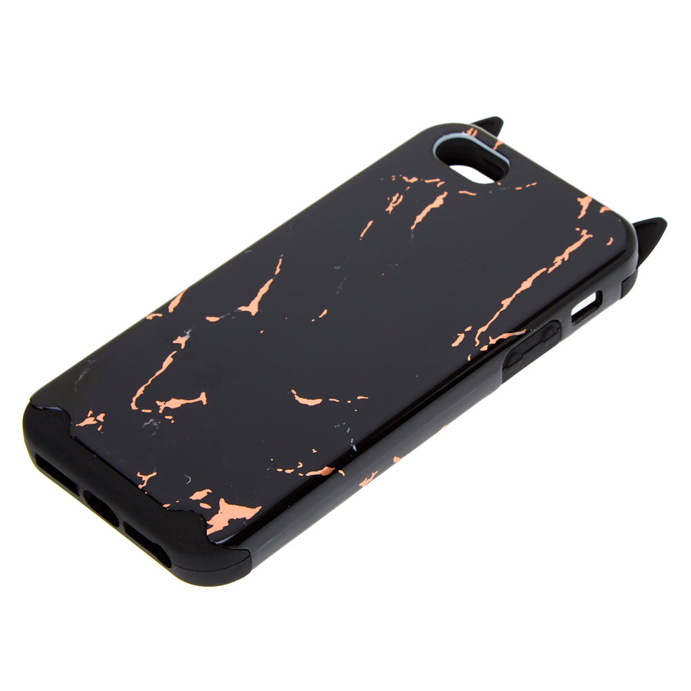 Coque de protection pour portable chat noir effet marbré - Compatible avec iPhone 5/5S,