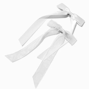 White Organza &amp; Sheer Hair Bow Clips - 2 Pack,