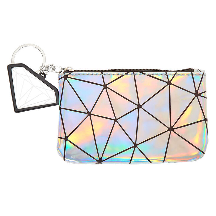 Holographic Geometric Mirror Coin Purse - Silver,