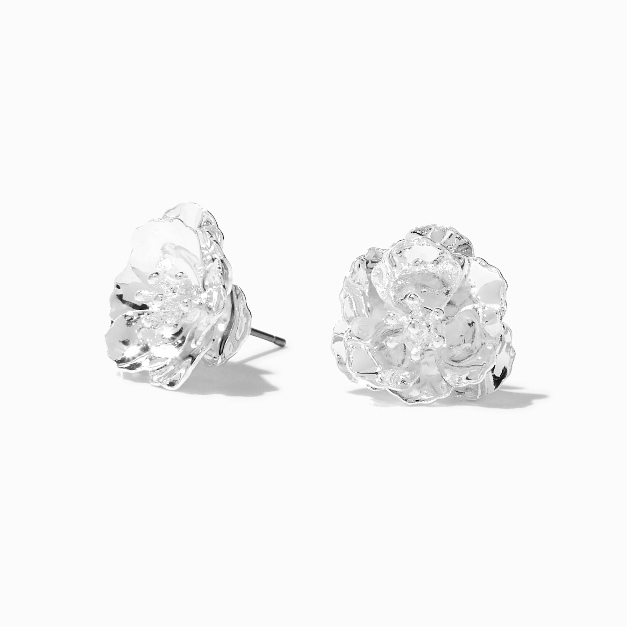 View Claires Tone Flower Stud Earrings Silver information