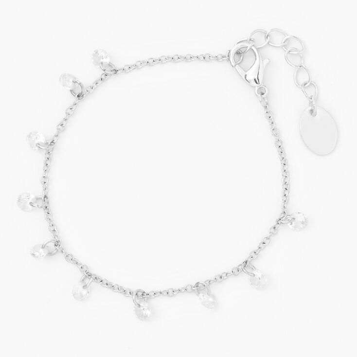 Silver-tone Cubic Zirconia Confetti Charm Bracelet,