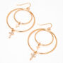 Gold Cross Double Hoop Earrings,