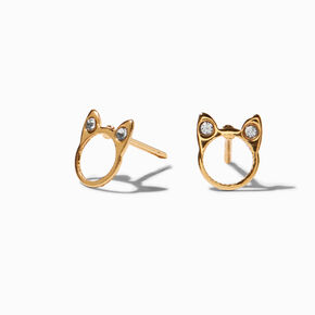18kt Gold Plated Open Cat Stud Earrings,