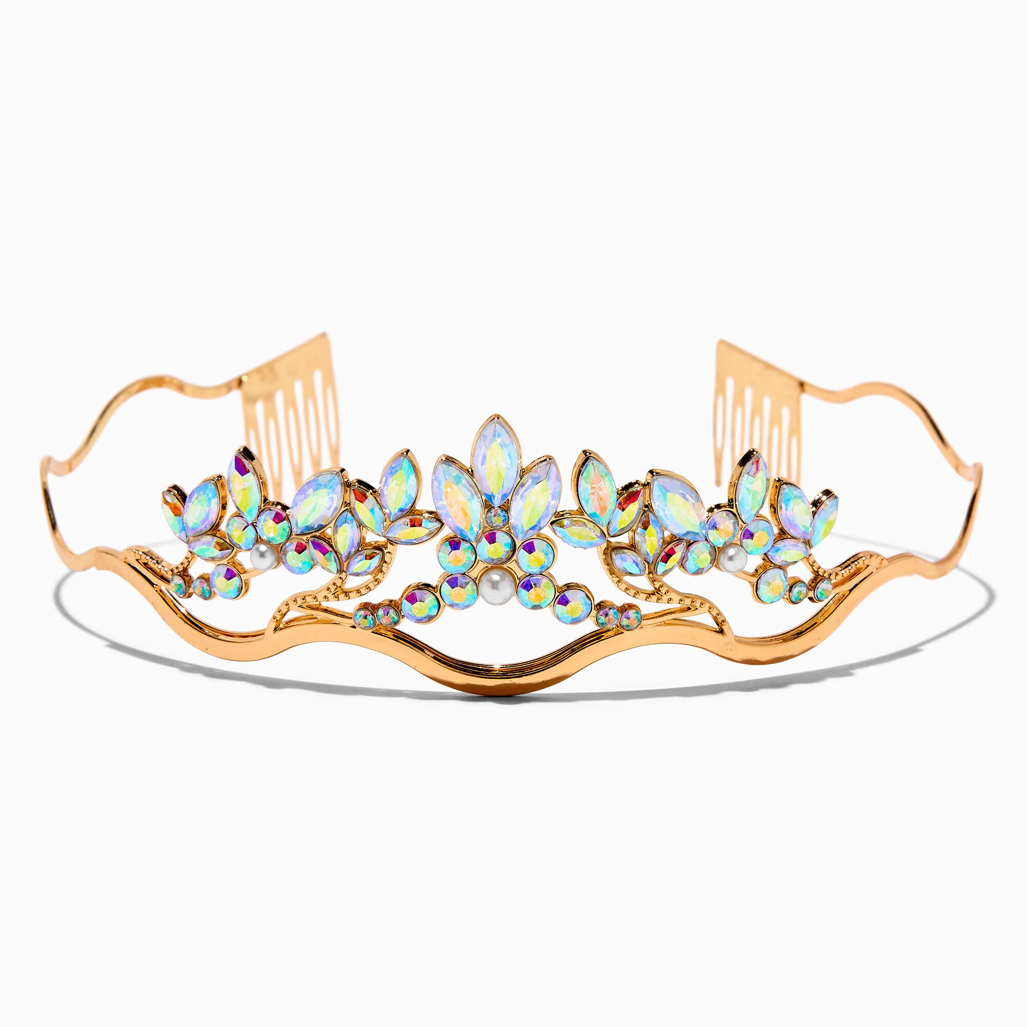 Claire's Club Gold-tone Iridescent Gem Tiara,