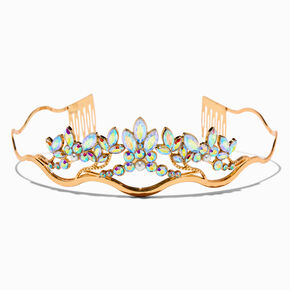 Claire&#39;s Club Gold-tone Iridescent Gem Tiara,