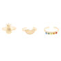 Gold Rainbow Fruit Toe Rings - 3 Pack,