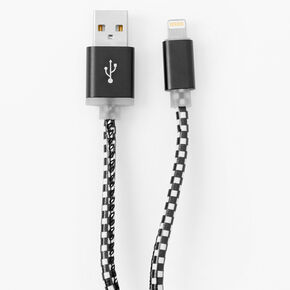 Black Checkered USB 10FT Charging Cord,