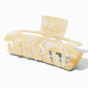 Cream Marble Rectangle Hair Claw,