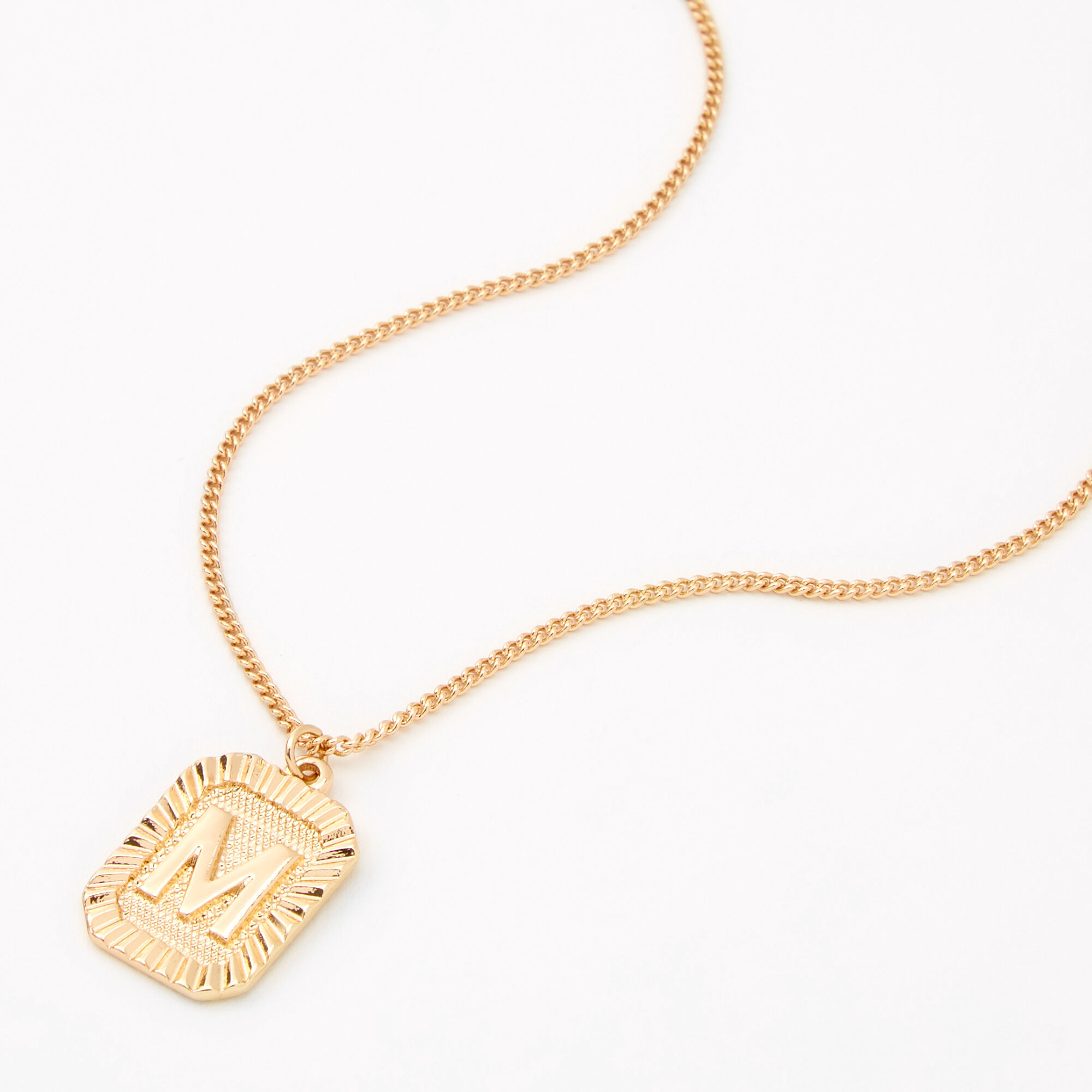 M Gold Initial Pendant Necklace