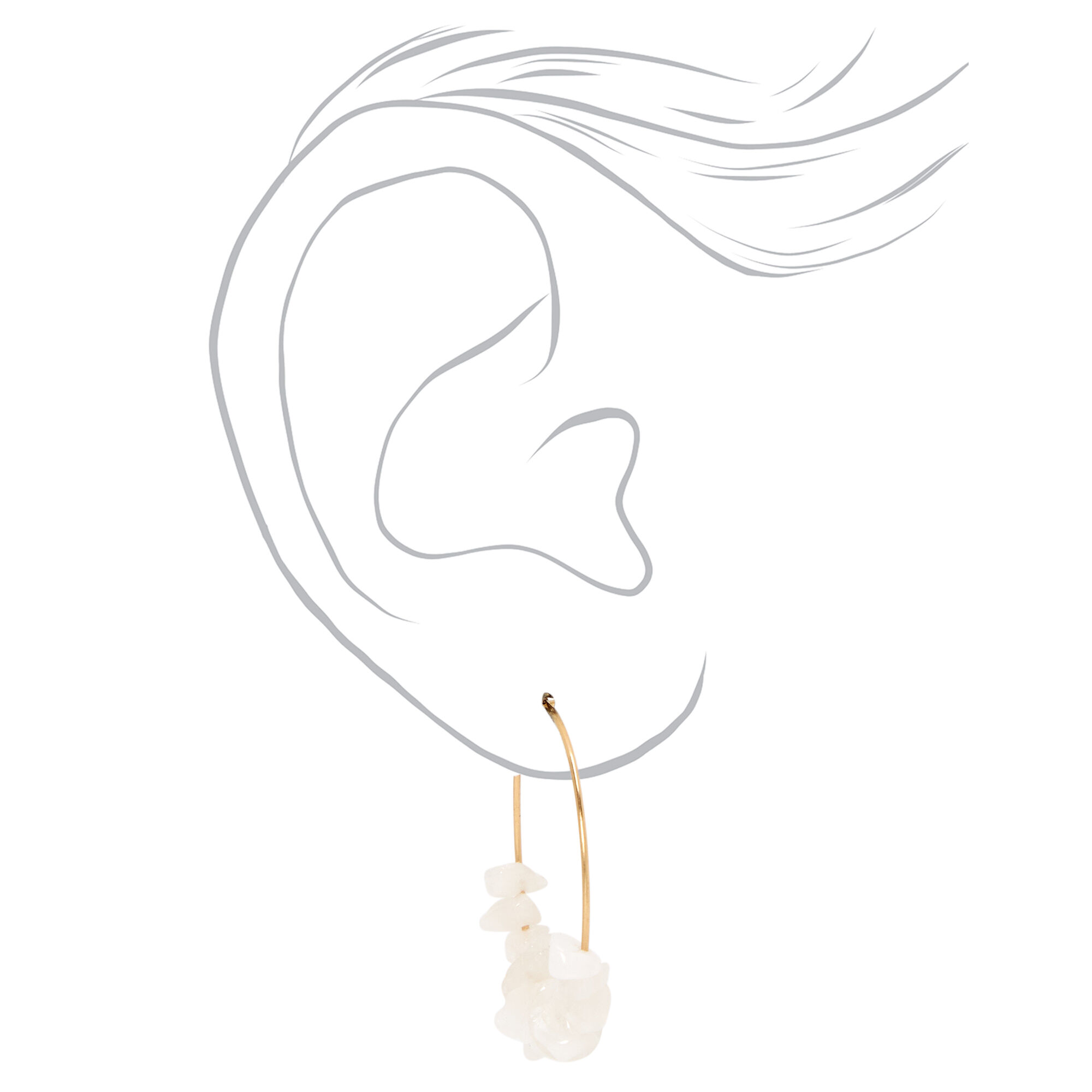 White Stone 25MM Gold Hoop Earrings,