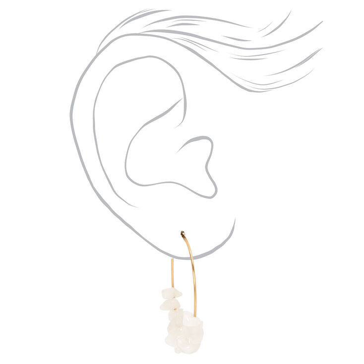 White Stone 25MM Gold Hoop Earrings,