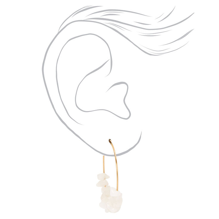 White Stone 25MM Gold-tone Hoop Earrings,
