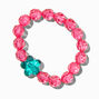 Claire&#39;s Club Teal Flower Pink Beaded Stretch Bracelet,