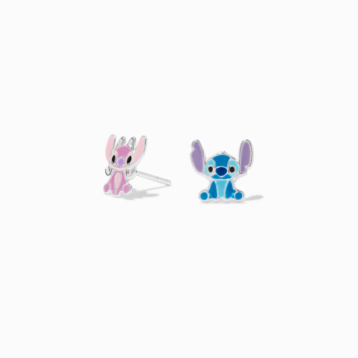 Disney Stitch &amp; Angel Sterling Silver Stud Earrings,