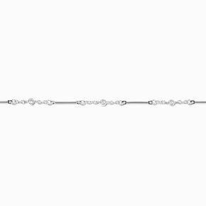 Silver-tone Bar &amp; Cubic Zirconia Chain Bracelet,