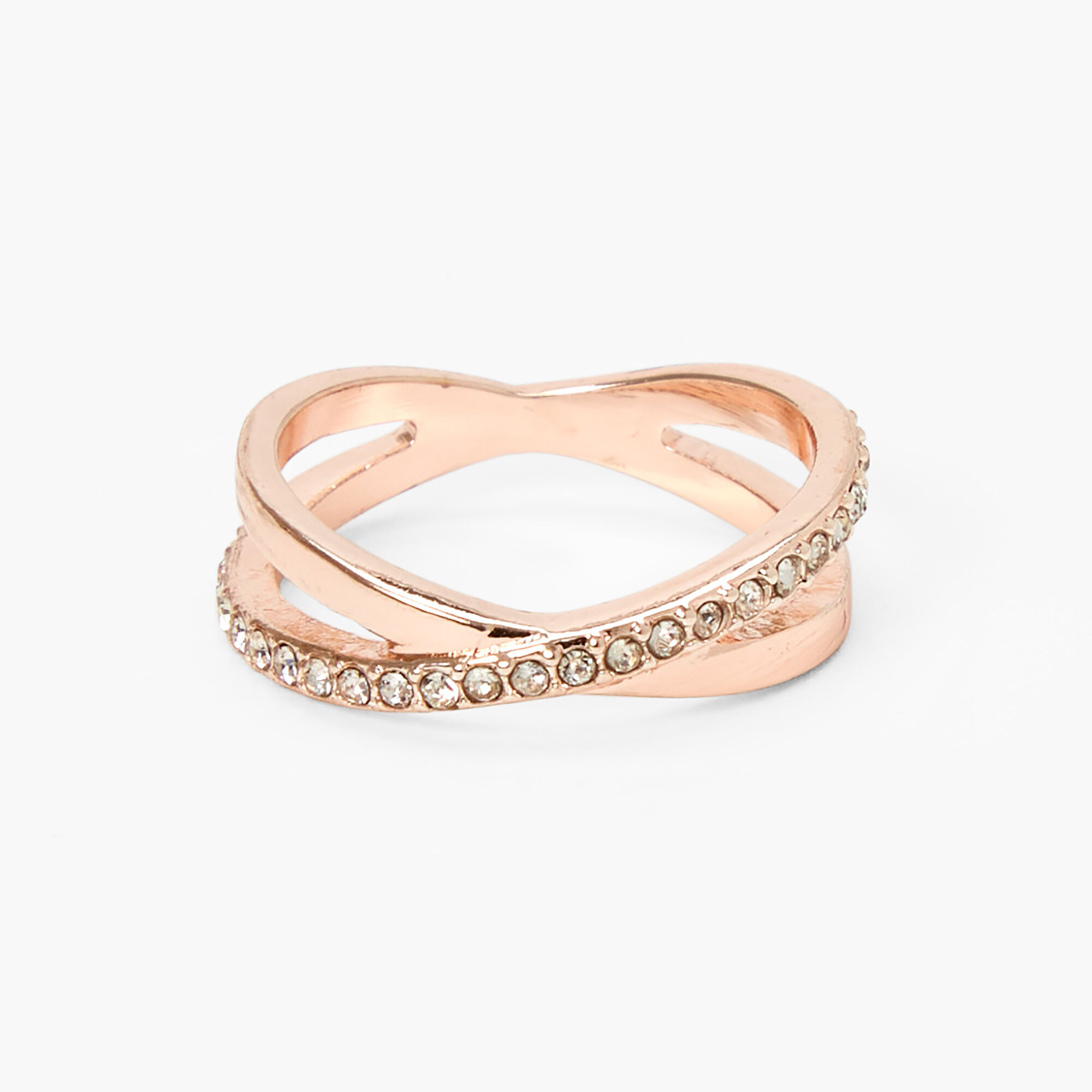 View Claires Rose Embellished Criss Cross Ring Gold information