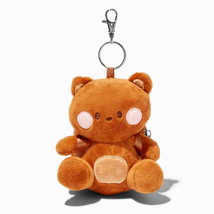 Brown Bear Furry Mini Backpack Keychain,