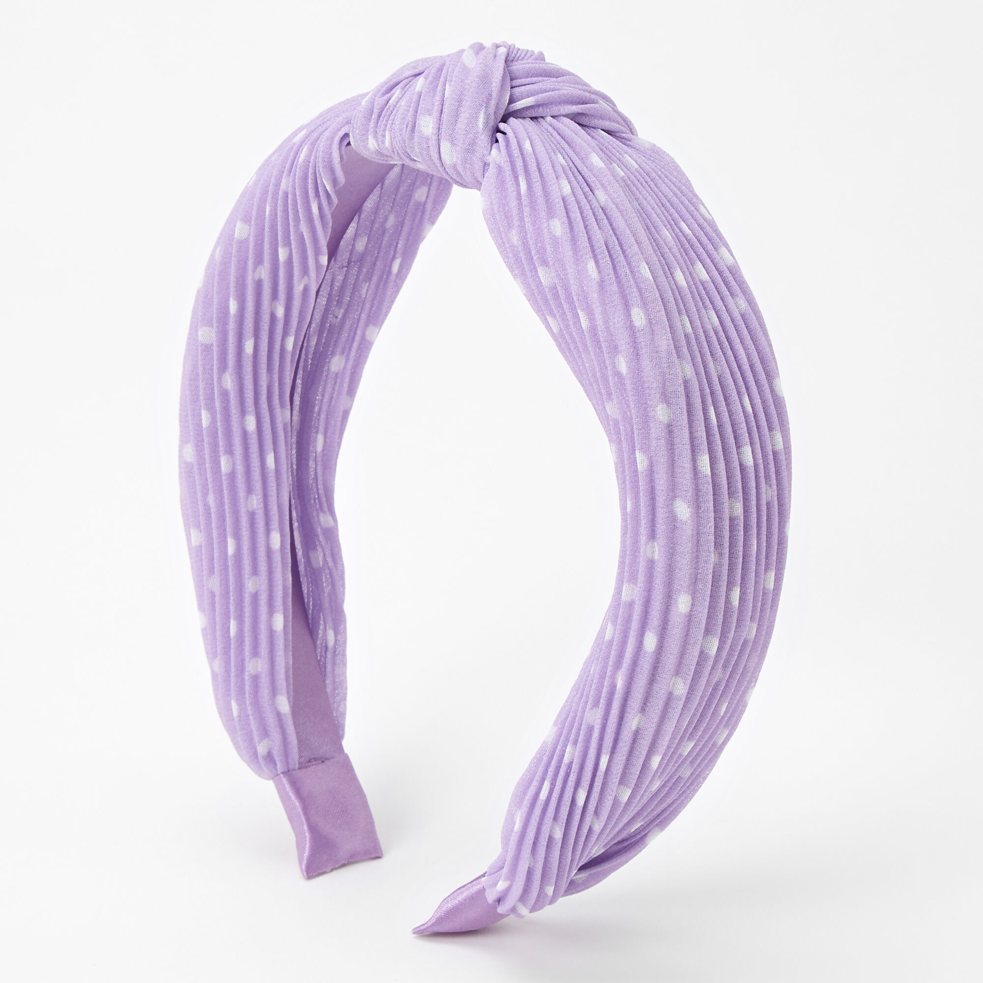 Claire's Serre-tête noué plissé à pois - Lilas
