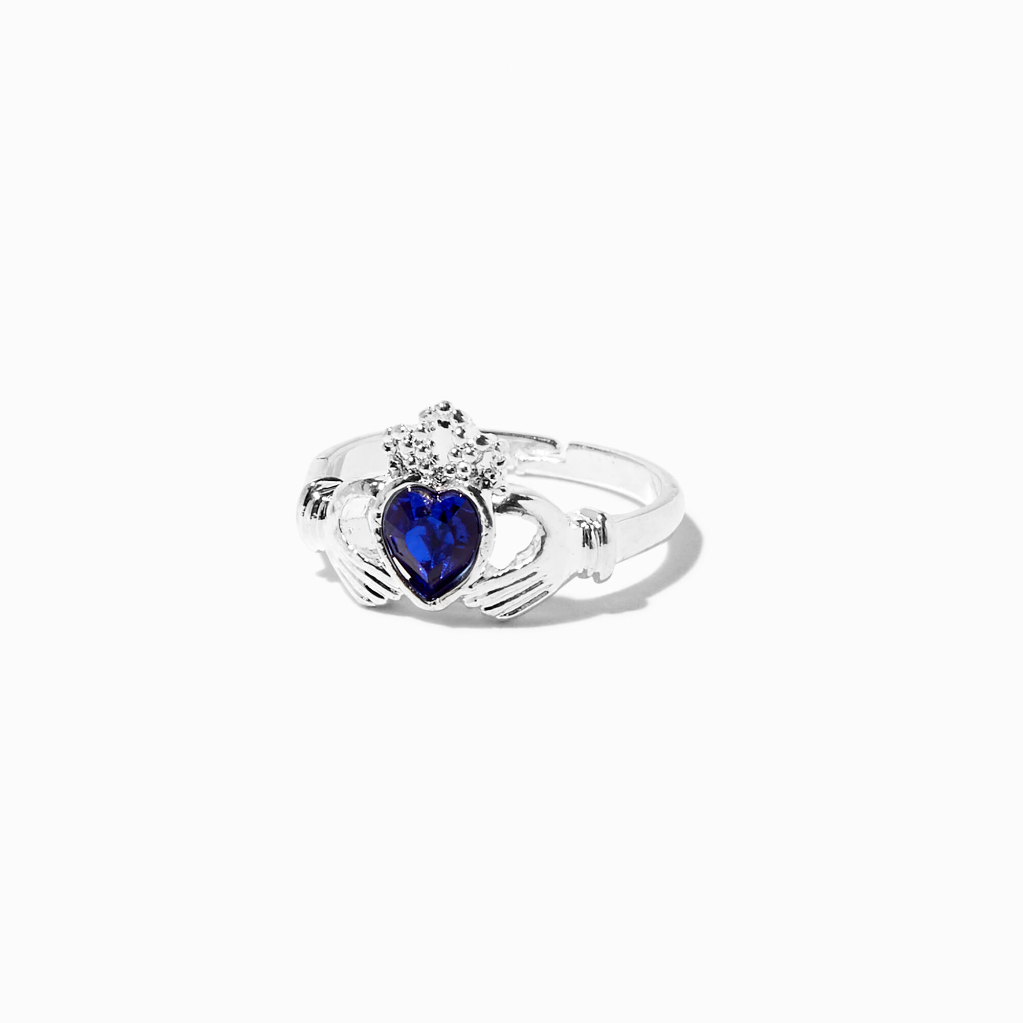 Silver Claddagh Birthstone Ring - September,