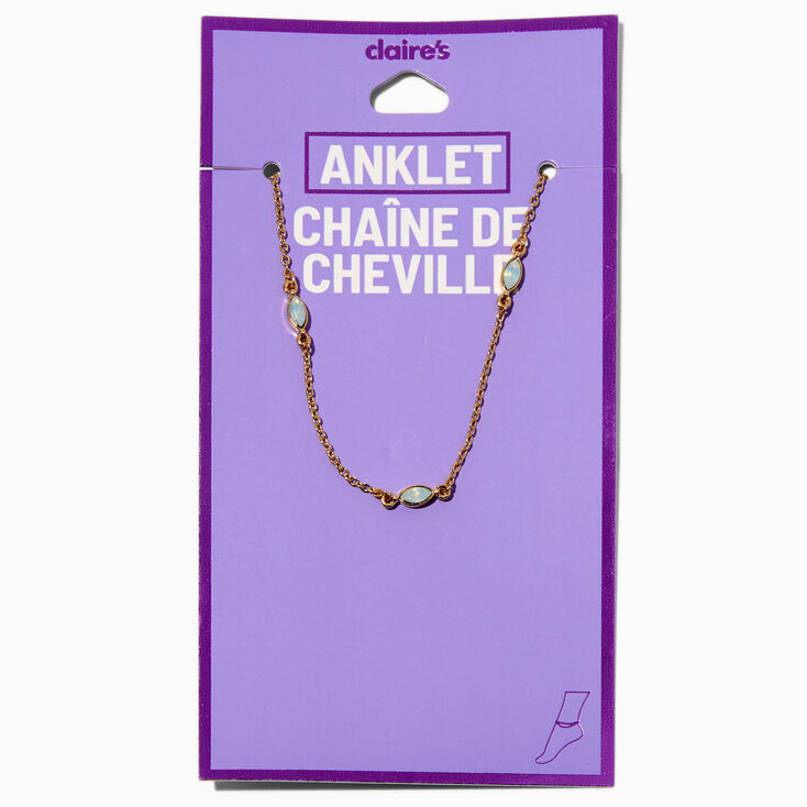 Gold-tone Multi Opal Chain Anklet,