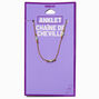Gold-tone Multi Opal Chain Anklet,
