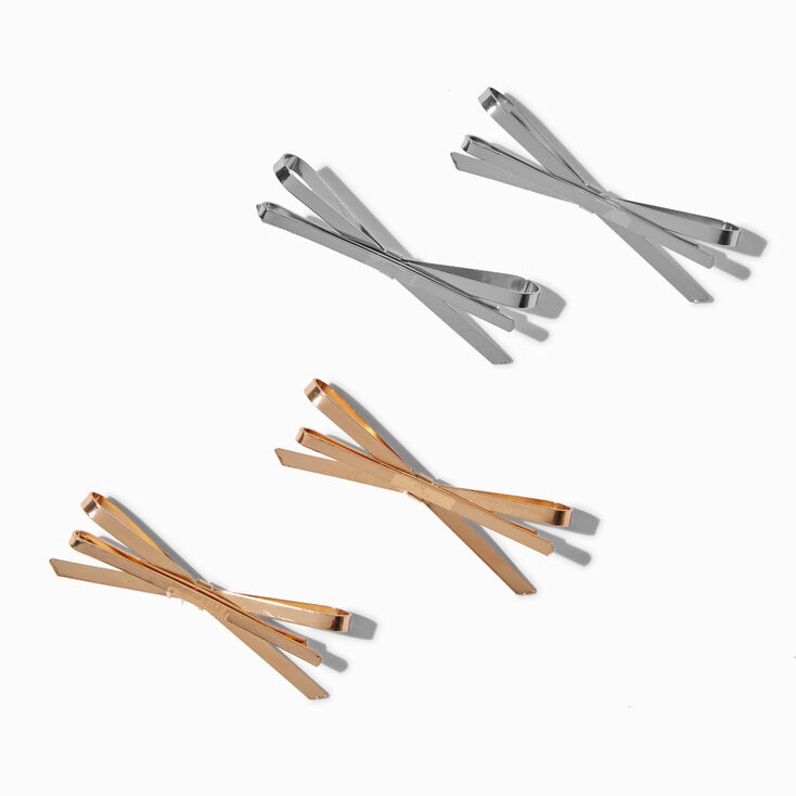 Pinces &agrave; cheveux &agrave; n&oelig;uds m&eacute;talliques en m&eacute;taux mixtes - Lot de 4,