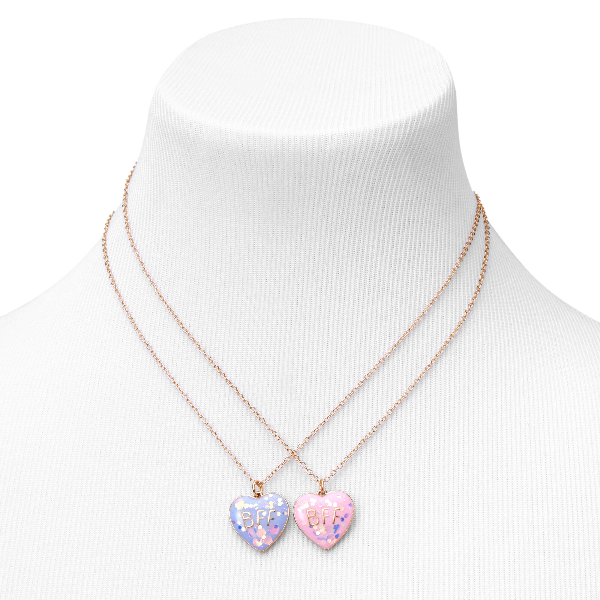 Best Friends Gold Heart Purple & Pink Pendant Necklace Set - 2 Pack,