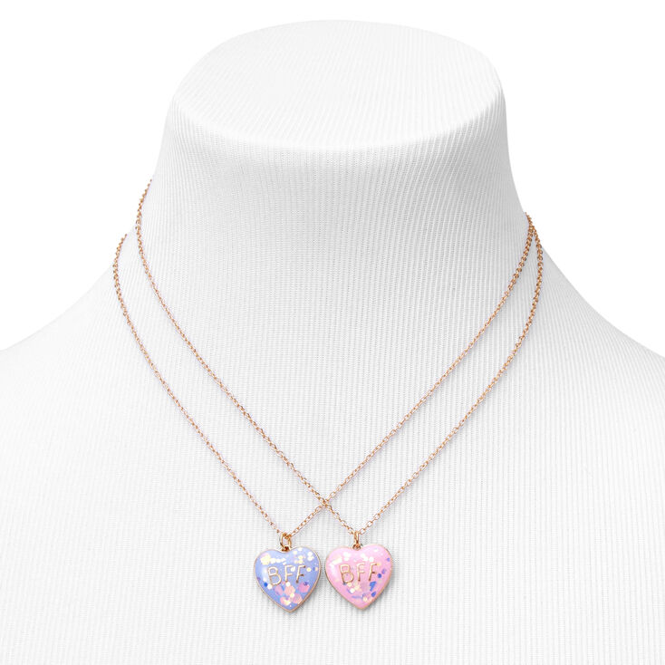 Best Friends Gold Heart Purple &amp; Pink Pendant Necklace Set - 2 Pack,