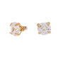 Gold Cubic Zirconia Round Martini Stud Earrings - 4MM,